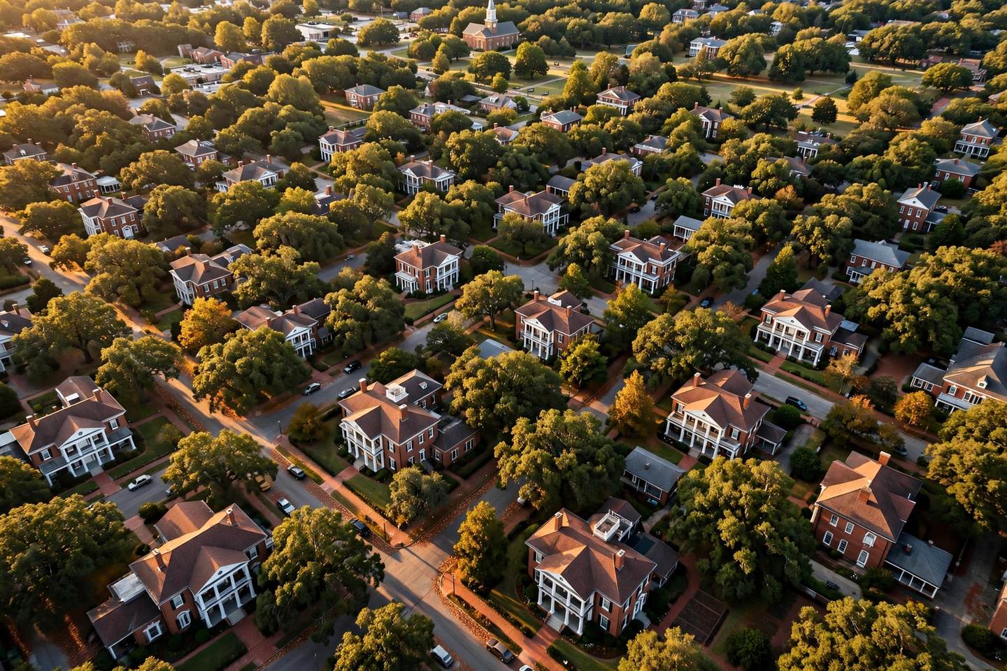 Courthouse square rooftops and older streets in Cleburne